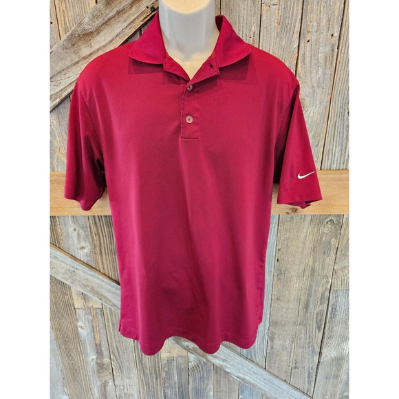 Nike fit dri golf polo size medium performance polyester red maroon active ^ - Picture 1 of 6